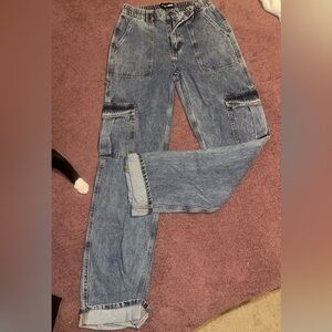 Denim Cargo Jeans w Side Pockets